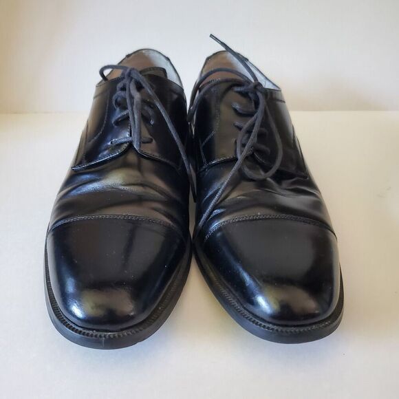 GIORGIO VENTURI‎ Black Men's Leather Cap Toe Oxford Shoes SZ 9 M Dress Payless - Picture 2 of 16